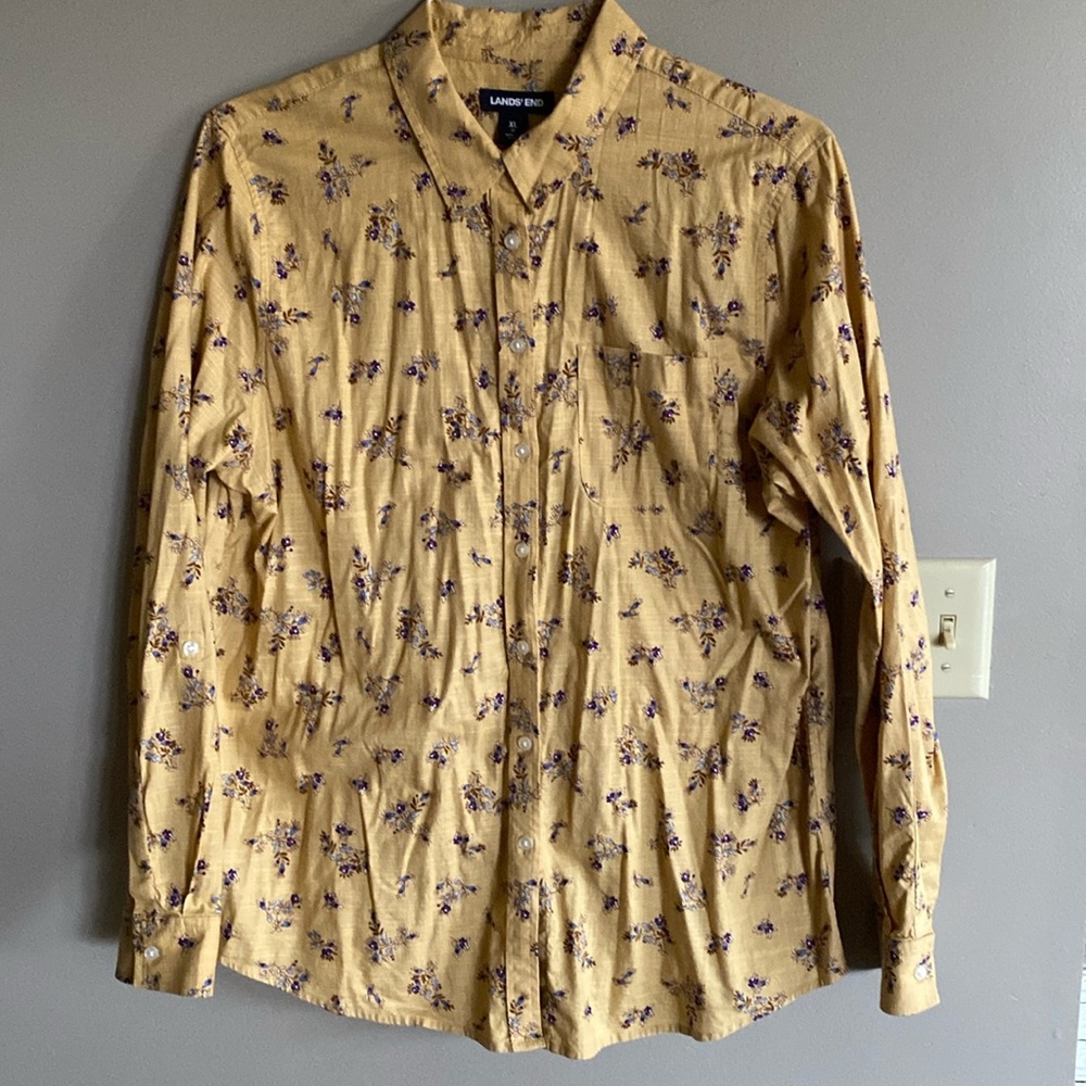Mustard Floral Cotton Button Down